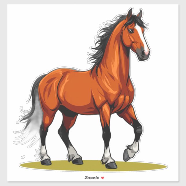 Sticker 🐎 Œuvre d'art de l'étalon rustique pour les amour (Feuille)