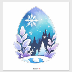 Sticker Œuvre d'art en forme d'œuf de Paysage d'Hiver