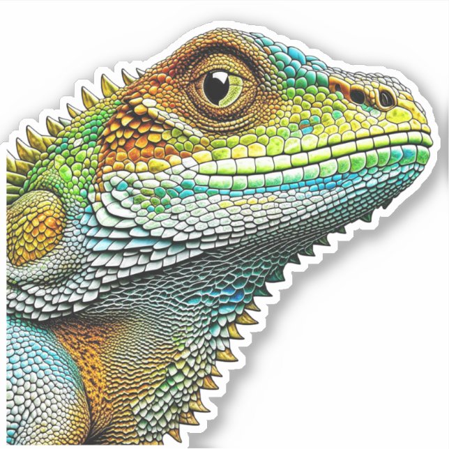 Sticker Œuvre d'art IA de lézard au look cool (Devant)