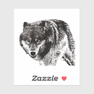 Sticker Oeuvre d'art noir et blanc Wild Wolf