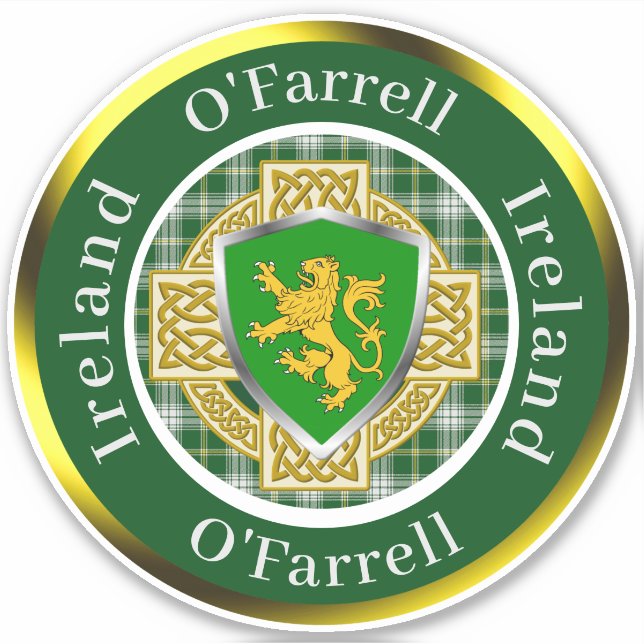 Sticker O'Farrell Irish Shield/Celtic Cross Personnalisé (Devant)