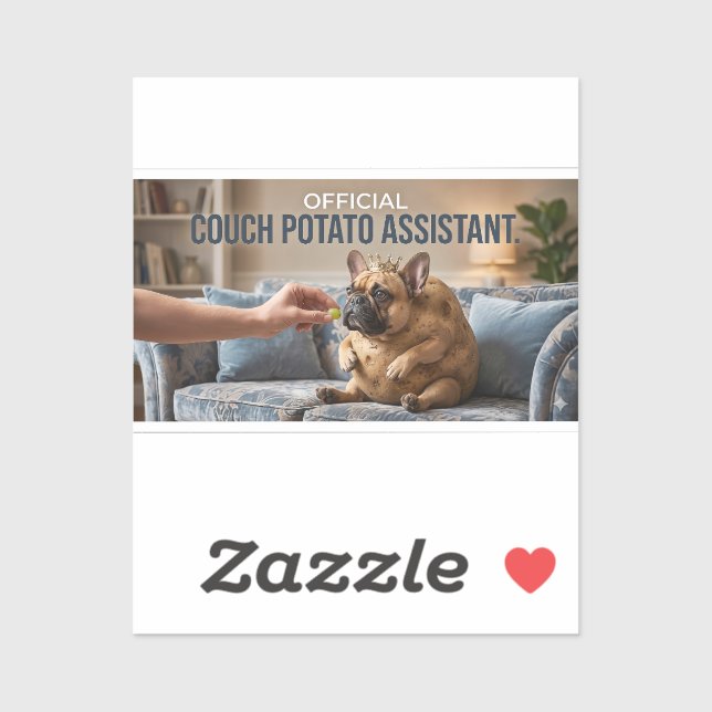 Sticker Officiel Canapé Patate Bouledogue Français Mignon  (Feuille)