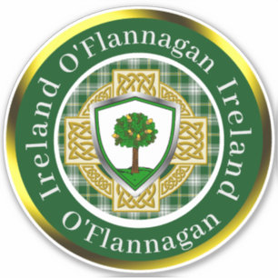 Sticker O'Flannagan Bouclier irlandais/Croix celtique pers