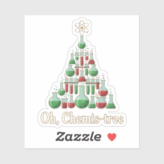 Sticker Oh Arbre de Chimie Drôle de Science Chimie Noël (Feuille)