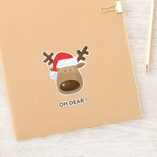 Sticker Oh Cher Renne Drôle de Noël pour les Amoureux de l