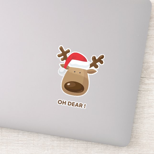 Sticker Oh Dear Funny Reindeer Christmas for Nature Lovers (Détail)