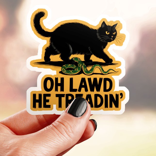 Sticker Oh Lawd He Treadin' Funny Cat Vinyle (Créateur téléchargé)