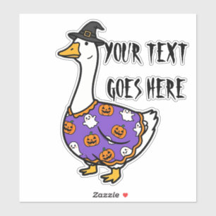 Sticker Oie de sorcière drôle personnalisée avec texte per