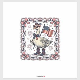 Sticker Oie patriotique gravure vintage