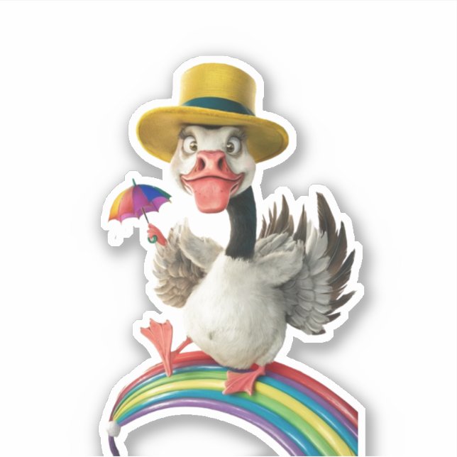 Sticker oie stupide sur le dessin libre, oie sotte (Devant)