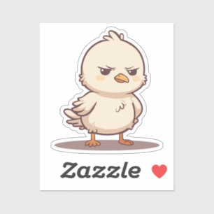 Sticker Oiseau Bébé Mignon Grincheux Dessin Animé Kawaii