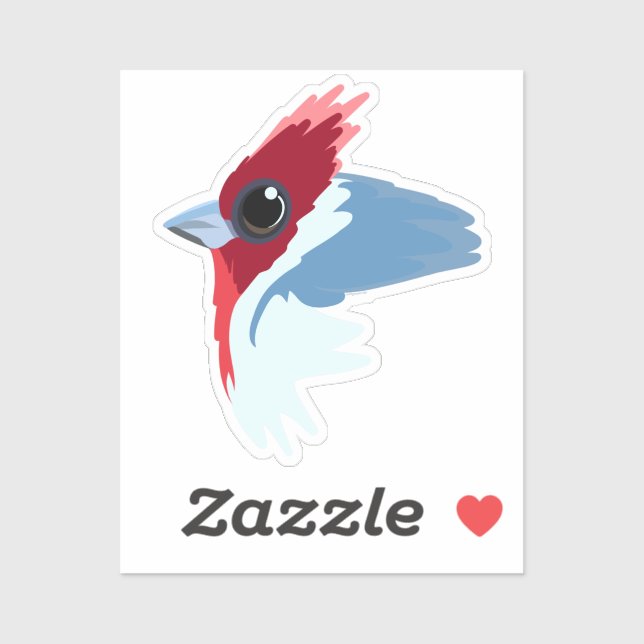 Sticker Oiseau cardinal à crête rouge (Feuille)