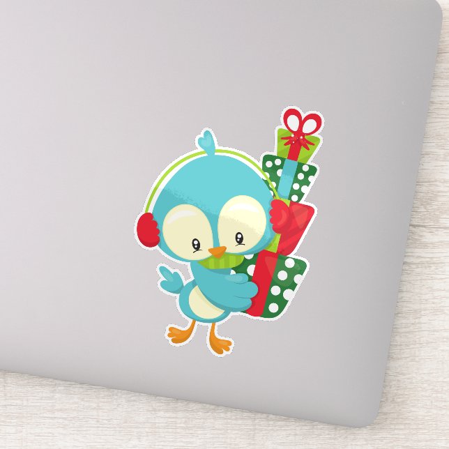 Sticker Oiseau de Noël, Oiseau mignon, Cadeaux, Cadeaux, P (Détail)
