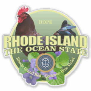 Sticker Oiseau et fleur d'état d'Île de Rhode
