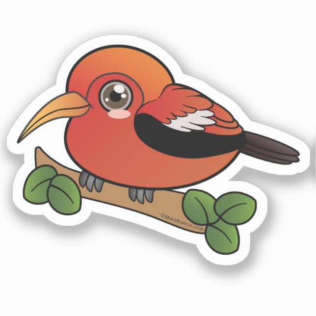 Sticker Oiseau forestier Iiwi Hawaii (Recto)