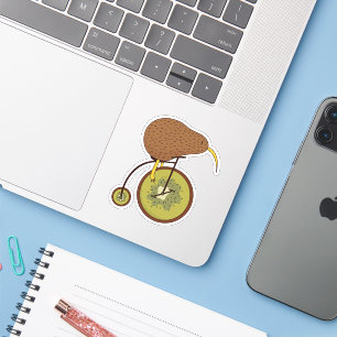 Sticker Oiseau kiwi cool sur du fruit kiwi