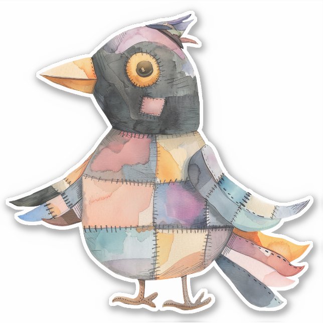 Sticker Oiseau Patchwork (Devant)