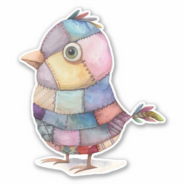 Sticker Oiseau Patchwork (Devant)