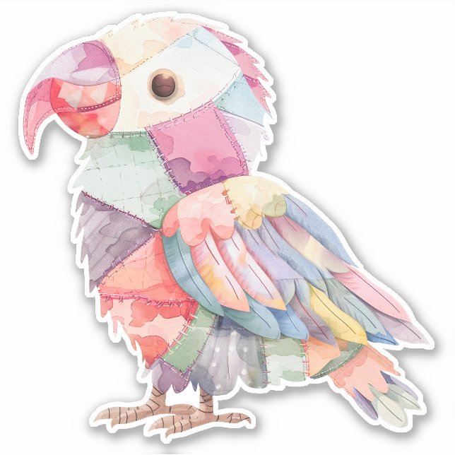 Sticker Oiseau Patchwork (Devant)