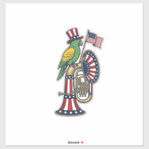 Sticker Oiseau patriotique gravure vintage musique chemise