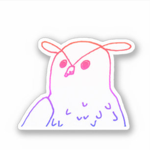 Sticker Oiseau rose en bois Dessin Chouette mignonne