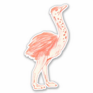 Sticker Oiseau rose mignon Artiste Baby Ostrich