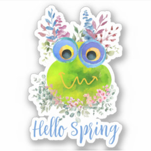 Sticker Oiseau Whimsical mignon Bonjour Printemps