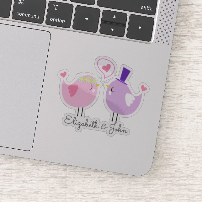 Sticker Oiseaux adorables en amour - Personnalisé (Détail)