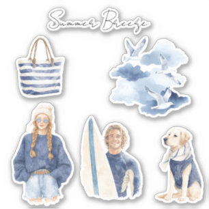 Sticker Oiseaux Bleus Nuages Brise d'Été
