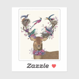 Sticker Oiseaux de cerfs, nids d'oiseaux tropicaux