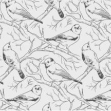 Oiseaux dessinés à la main motif noir et blanc Mod