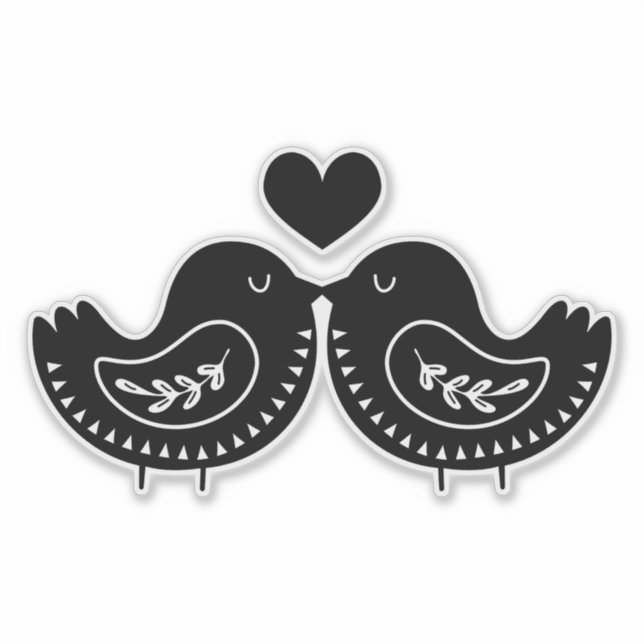 Sticker Oiseaux Fantaisistes et Cœur (Devant)
