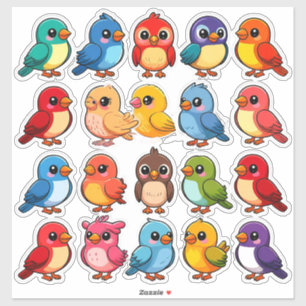Sticker Oiseaux Mignons Colorés Cadeau Amusant pour Enfant