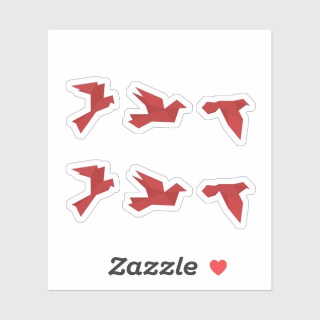 Sticker Oiseaux Origami rouge (Feuille)