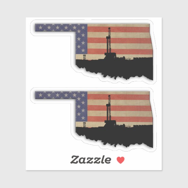 Sticker Oklahoma Patriotic Huile foreuse (Feuille)