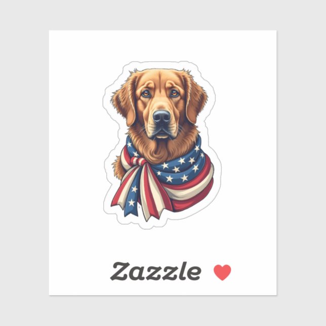 Sticker Old Glory Golden Retriever Vintage Shirt 2 (Feuille)