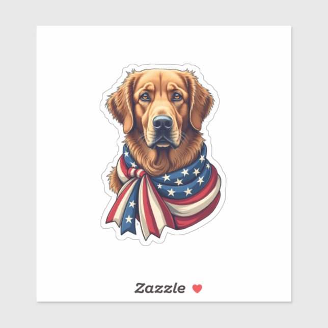 Sticker Old Glory Golden Retriever Vintage Shirt 2 (Feuille)