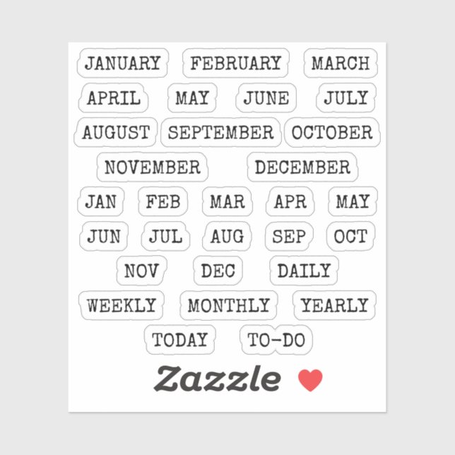 Sticker Old Script Monthly  Index Tabs Tab Binder Divider (Feuille)