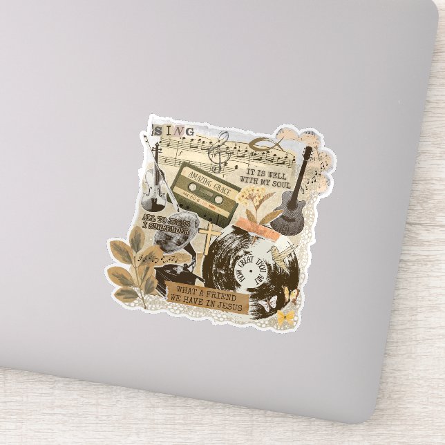 Sticker Old Traditional Christian Hymns Songs Collage (Détail)