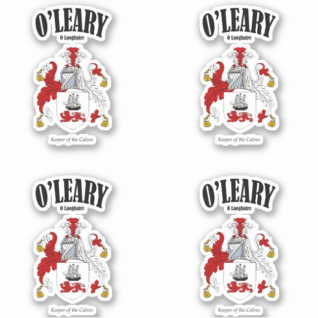 Sticker O'Leary Crest Traduction et signification irlandai (Devant)
