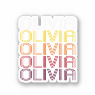 Sticker Olivia Retro Wordmark Motif Style Vintage