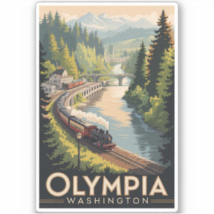 Sticker Olympia illustration de voyage art vintage Washing