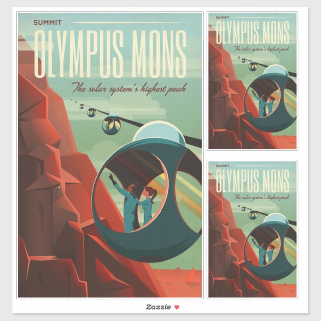 Sticker Olympus Mons sur Mars, le plus haut volcan du syst (Feuille)