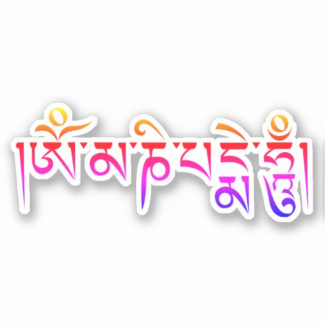 Sticker Om Mani Padme Hum Mantra Bouddhiste Tibétain (Devant)