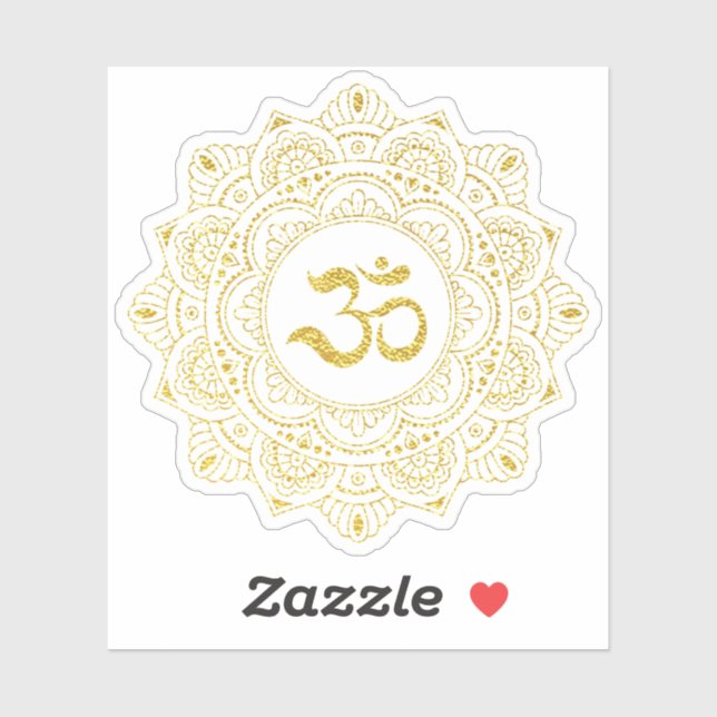 Sticker *~* Om Médaille d'or Mandala (Feuille)
