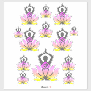 Sticker OM Namaste Spirituelle Lotus Fleur Yoga Pose