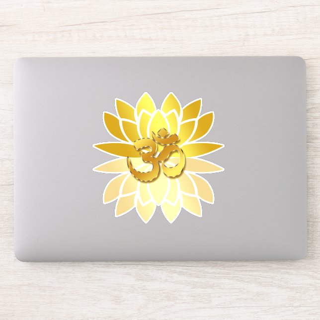 Sticker OM Omkara et Lotus Flower de couleur or (Ordinateur)