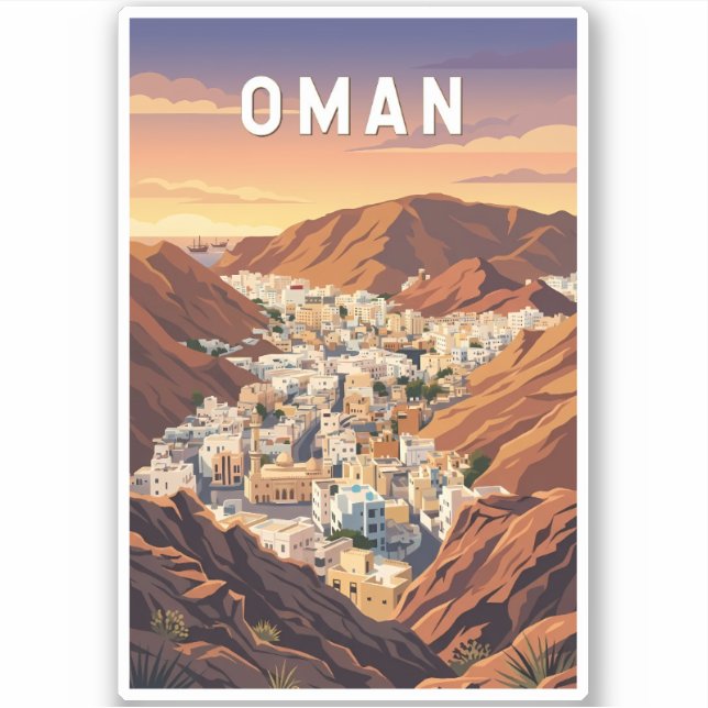 Sticker Oman Illustration Voyage Art Vintage (Devant)