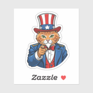 Sticker Oncle Sam Chat - Chat patriotique