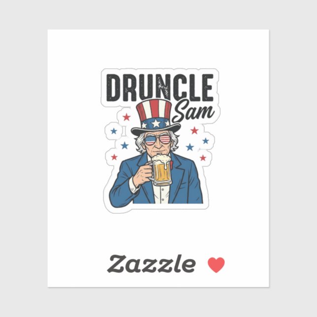 Sticker Oncle Sam drôle de conception vectorielle de bière (Feuille)
